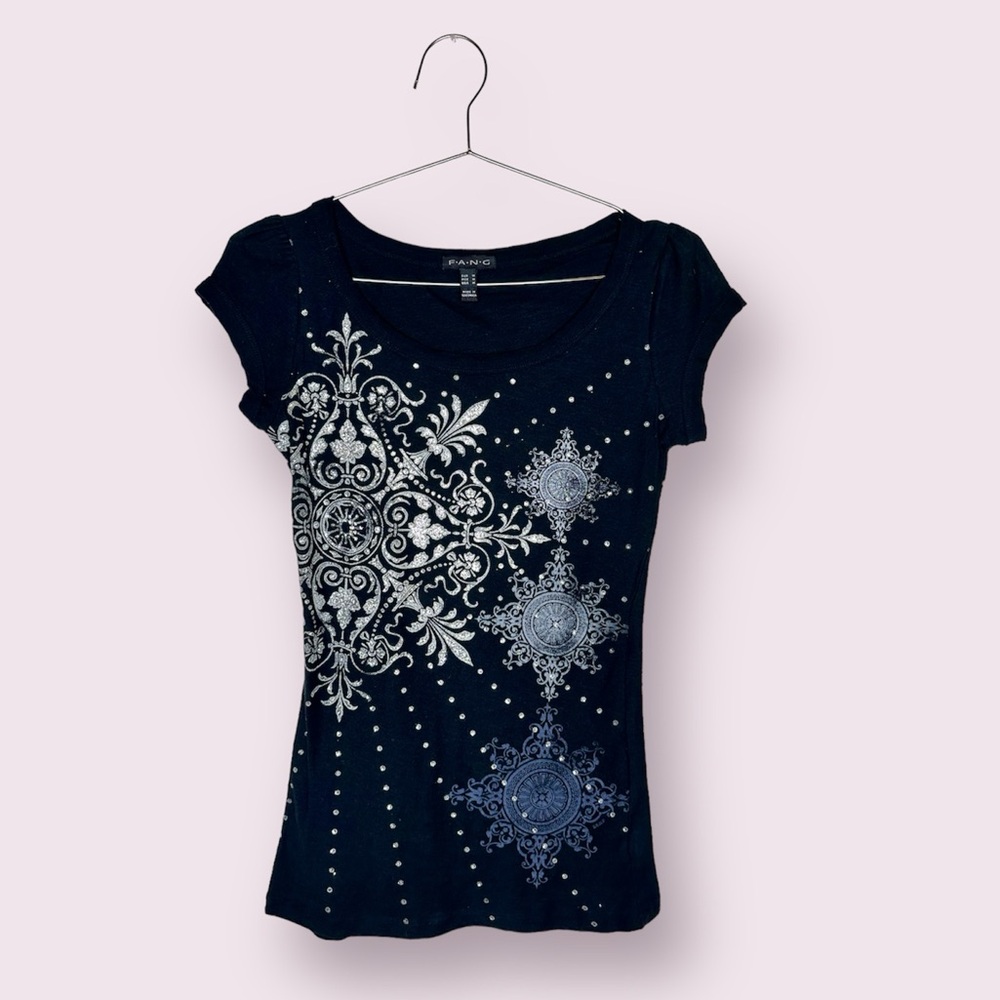Y2K FANG grunge black graphic top
